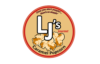 LJ's Gourmet Caramel Popcorn Logo