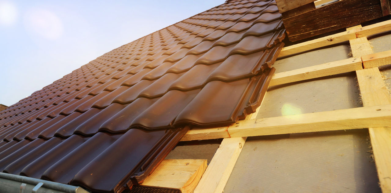 New roof covering in progress (Panoramic image)