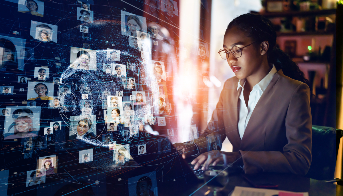 woman creating digital music