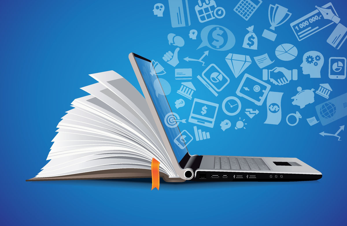 a laptop with a book binding for a cover