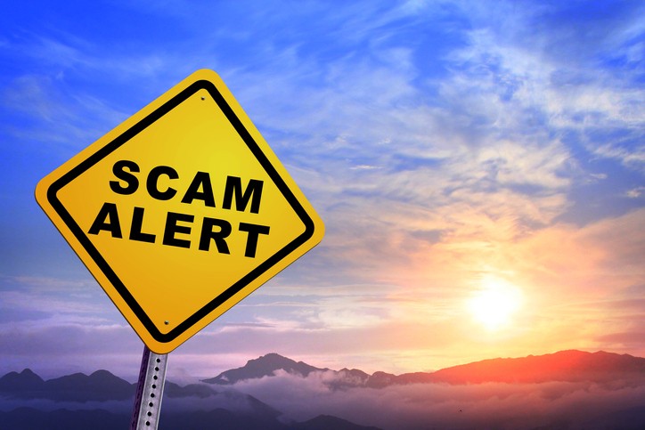 Fake check money order scam logo