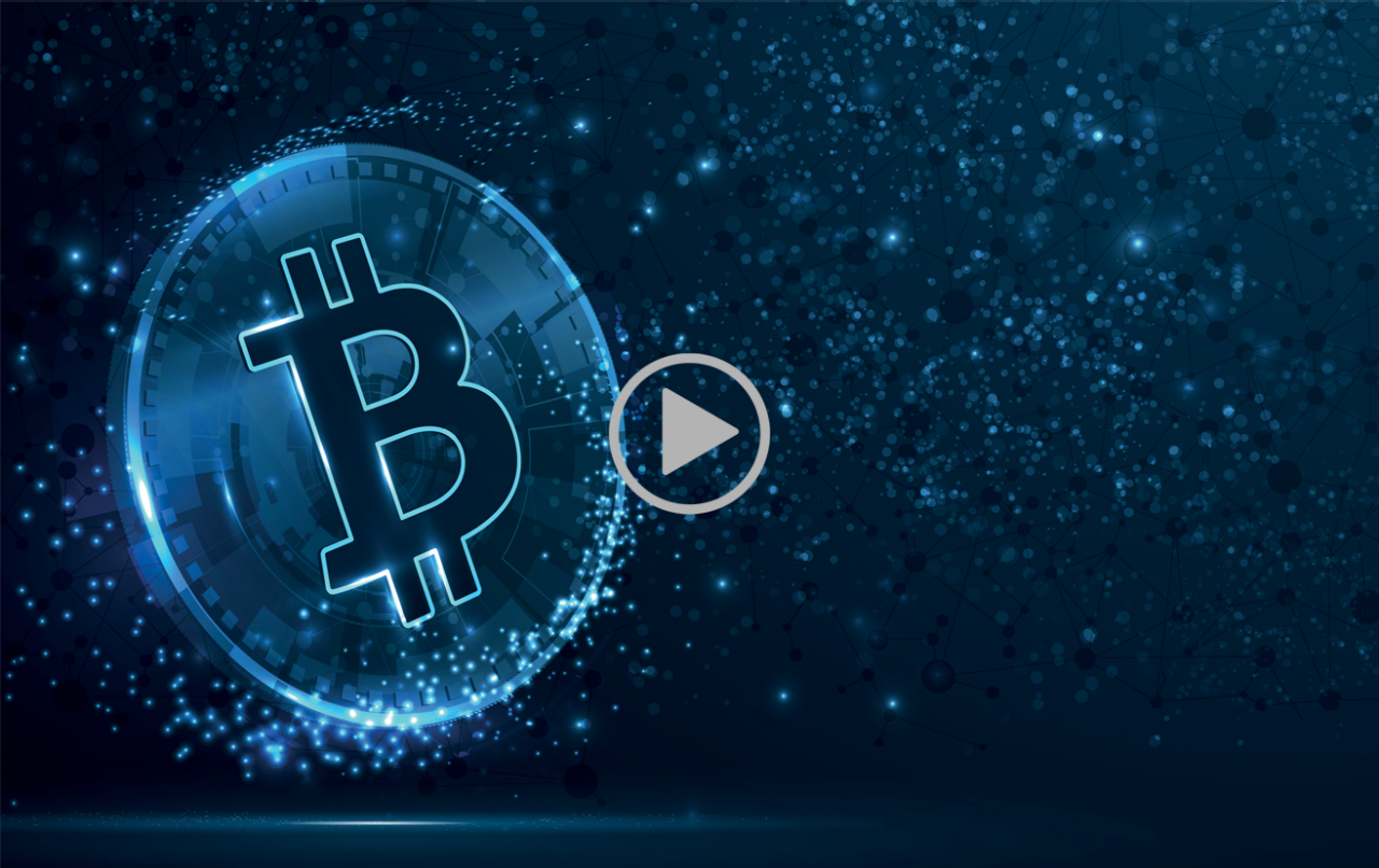 Cryptocurrency Scam Study on blue background