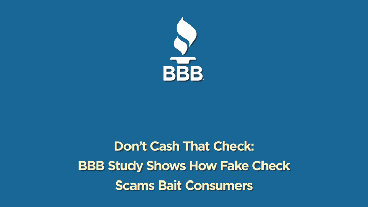 Fake Check Scam Cover on blue background