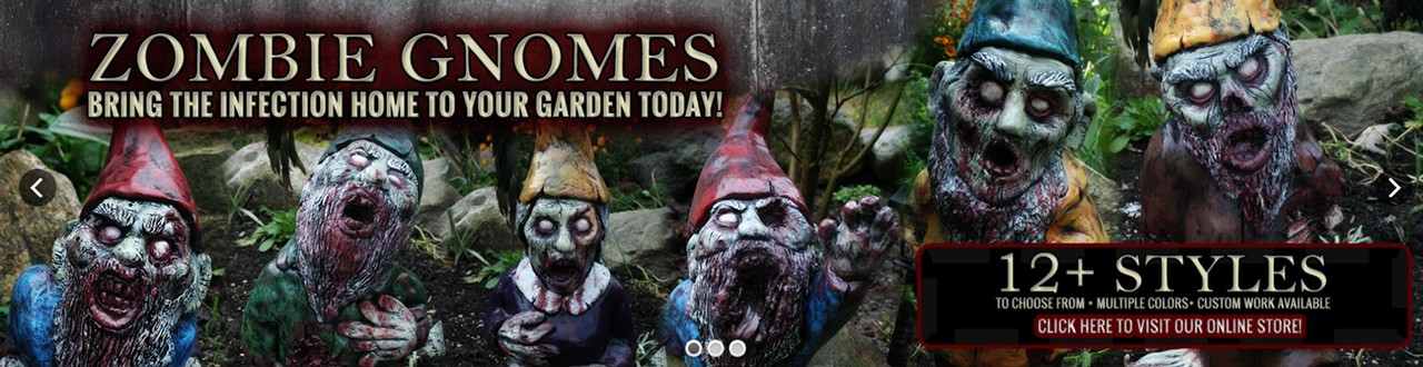 Zombie gnomes website graphic