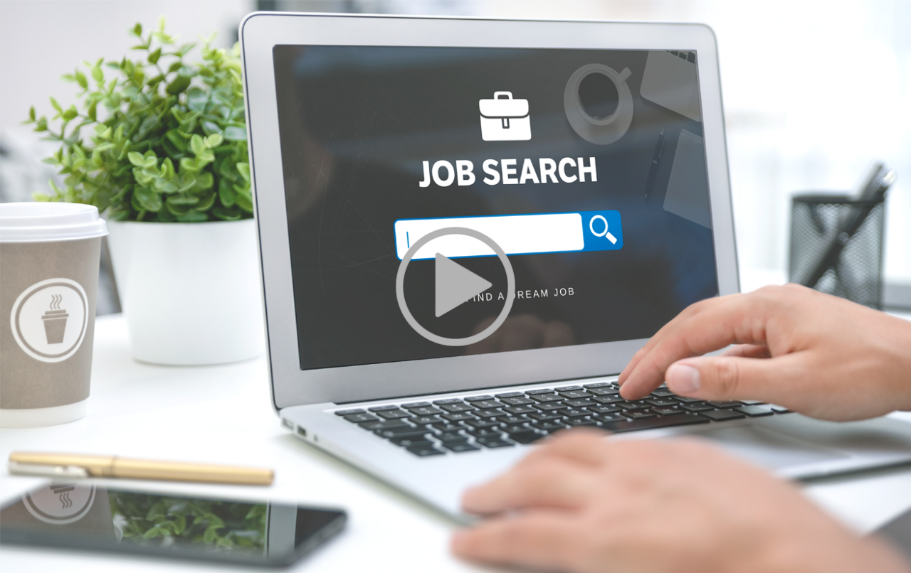 Laptop with job search on screen