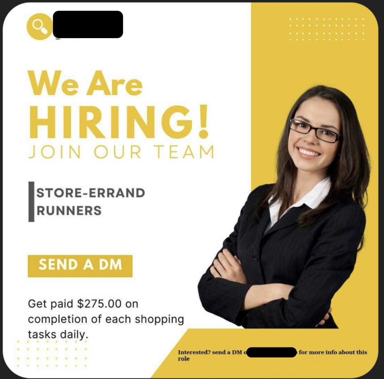 An example of a fake job ad