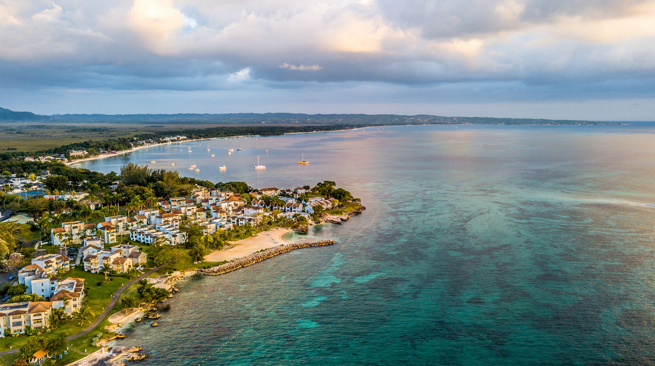 Aerial Images of Jamaica Negril Carribean Beach Sand Ocean Sunset Vacation