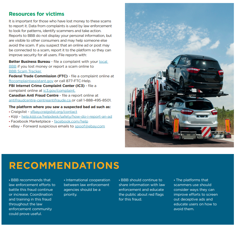 Virtual Vehicle Vendor Scam Study recommendations