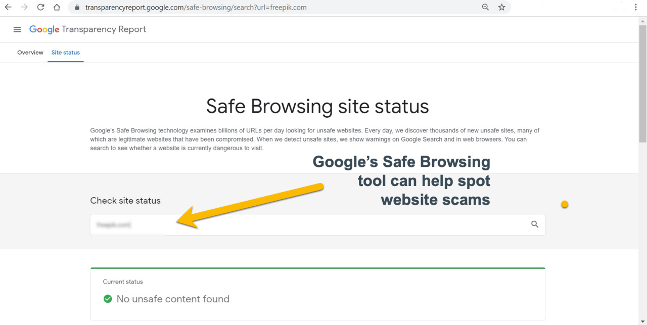 Use this Google tool to identify scam sites