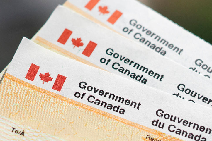 Stack of cheques from the Canadian Government