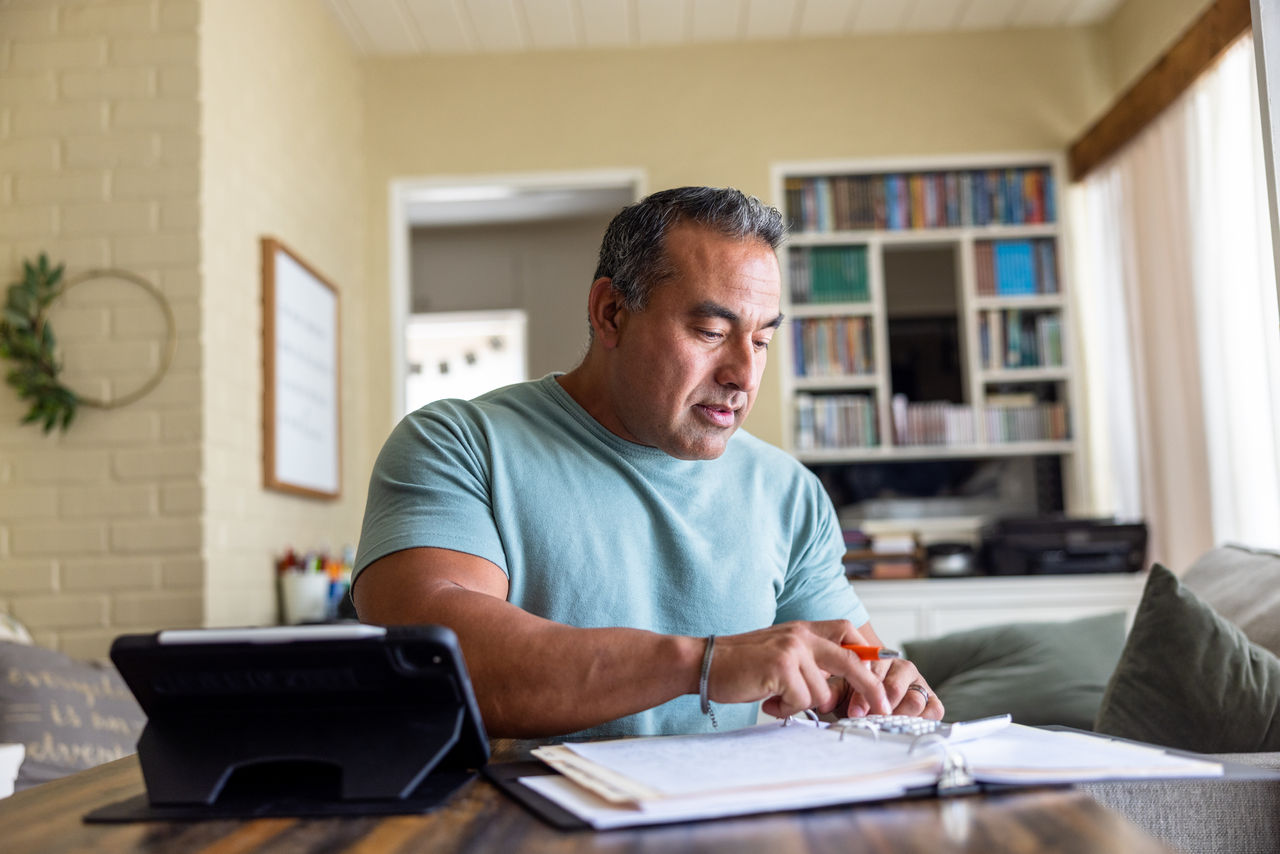man Working from home using a computer