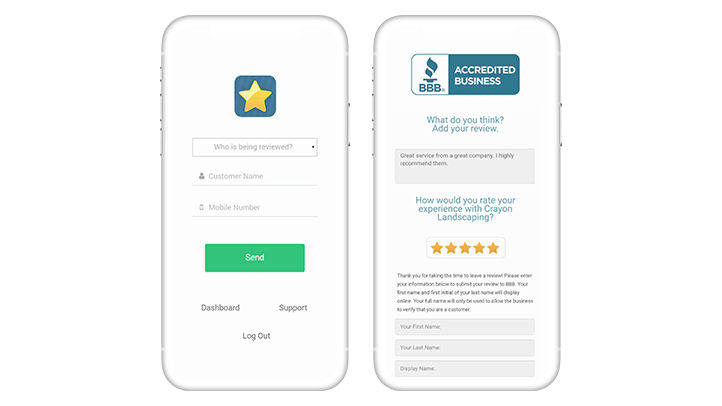 Phone app for reviews and surveys