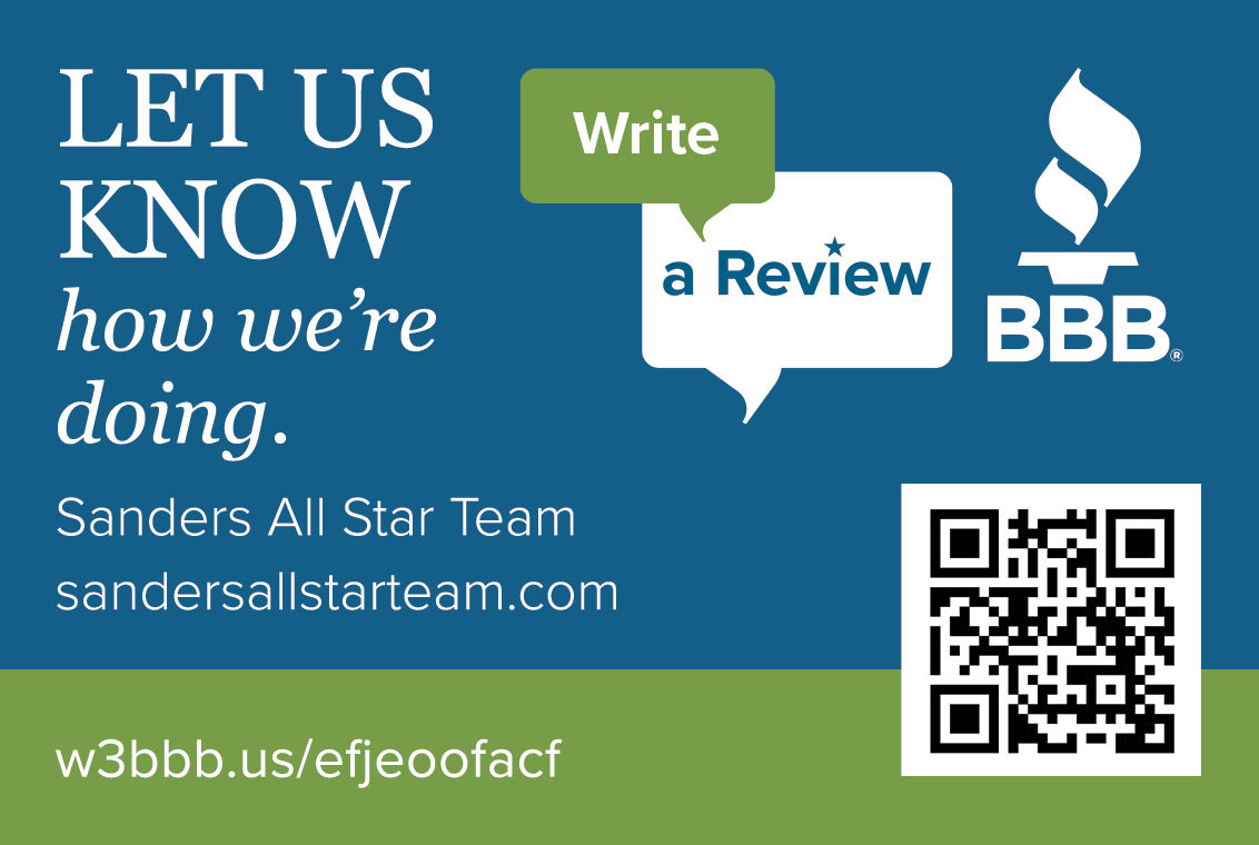 Customer review postcard sample with submit a review logo