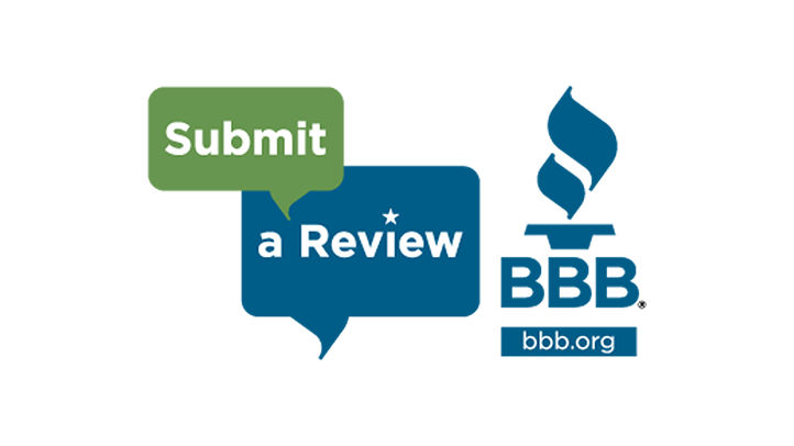 Submit review button with BBB torch logo
