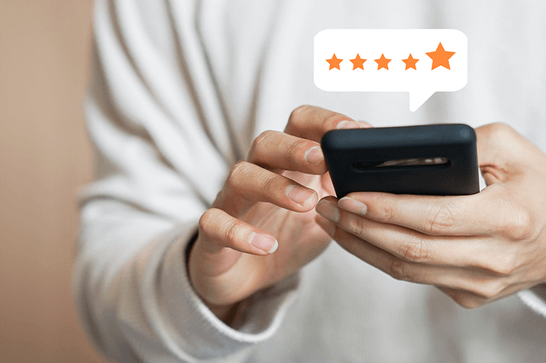 Business Profile Example with 5 star reviews on laptop