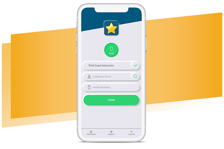Mobile phone showing how to capture reviews through text