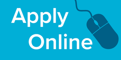 light blue background with words apply online in white and a computer mouse in dark blue