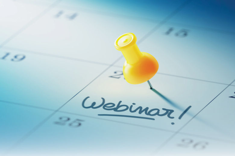 webinar marked on calendar with a yellow pin