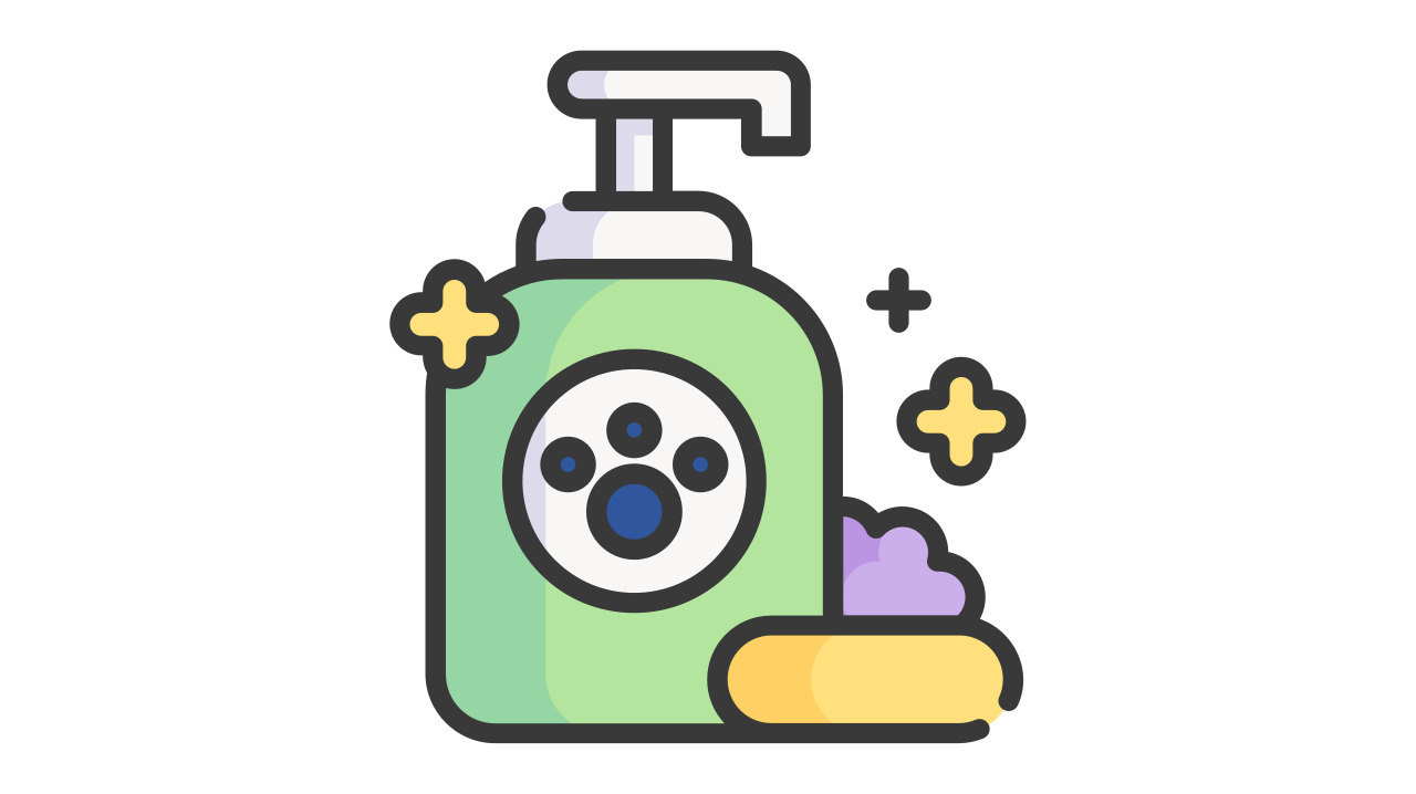Pet Shampoo bottle with a paw on it