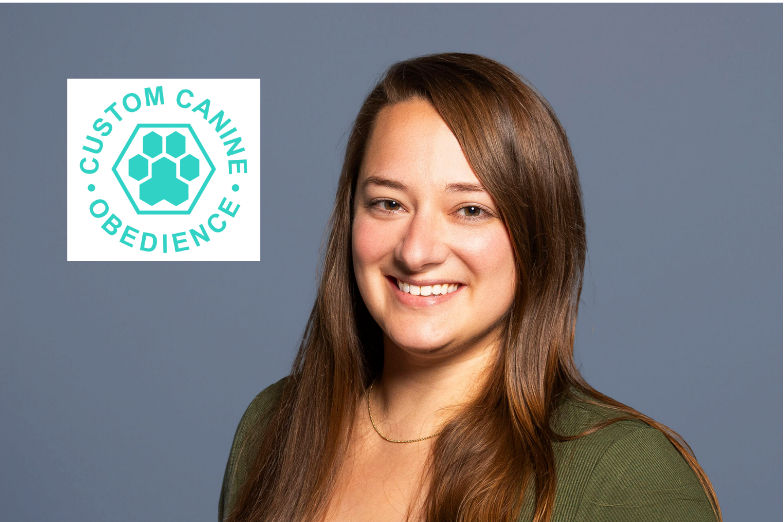 Custom Canine Obedience logo with headshot of Cheryl Corbett, Owner