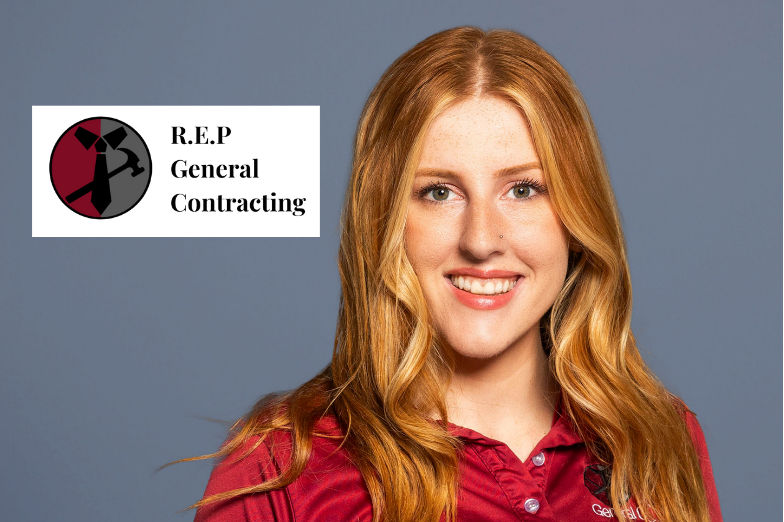 REP General Contracting logo with Hannah Klausing, Owner & Founder