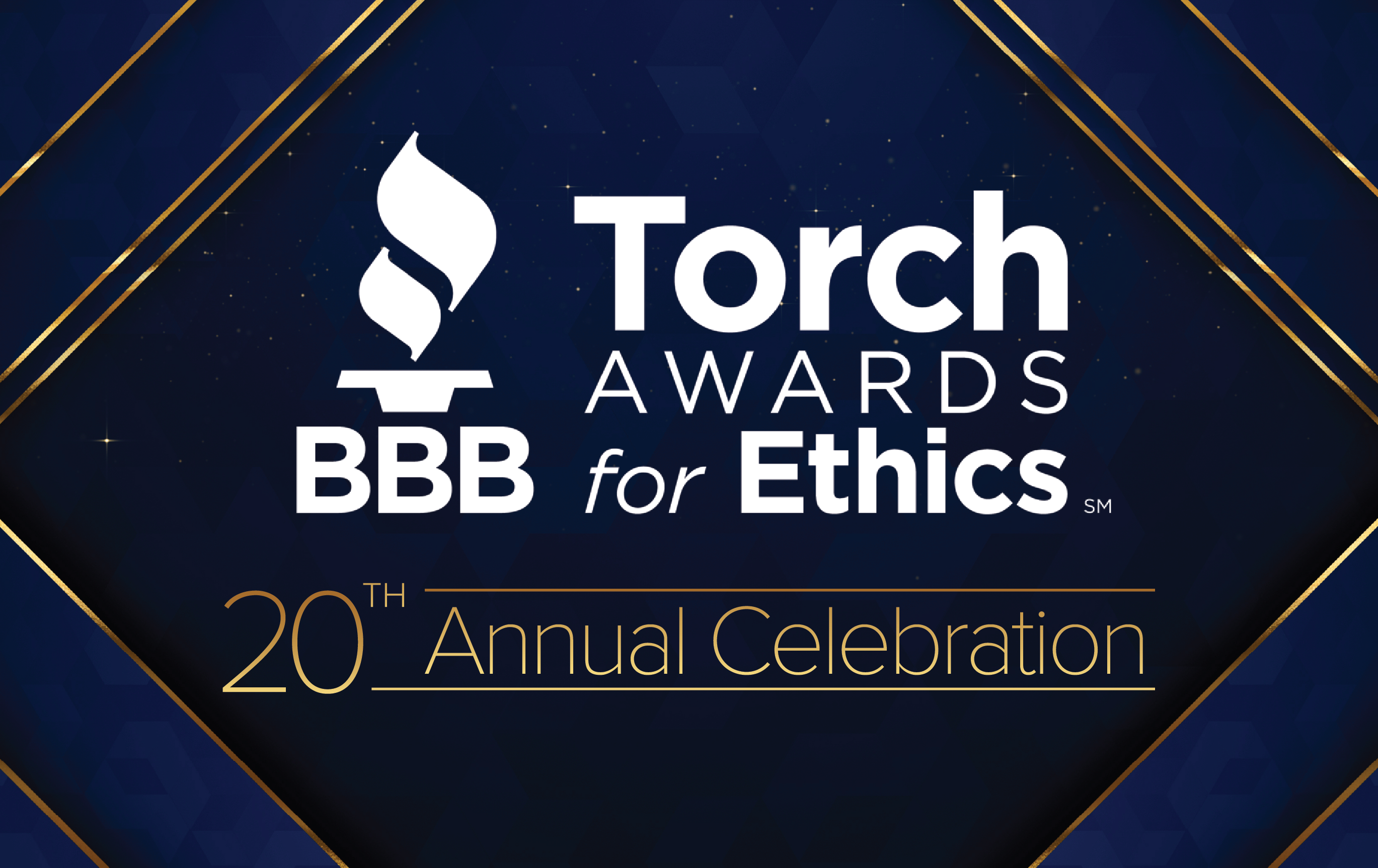 Torch Award Logo with Navy background and shimmery gold lines
