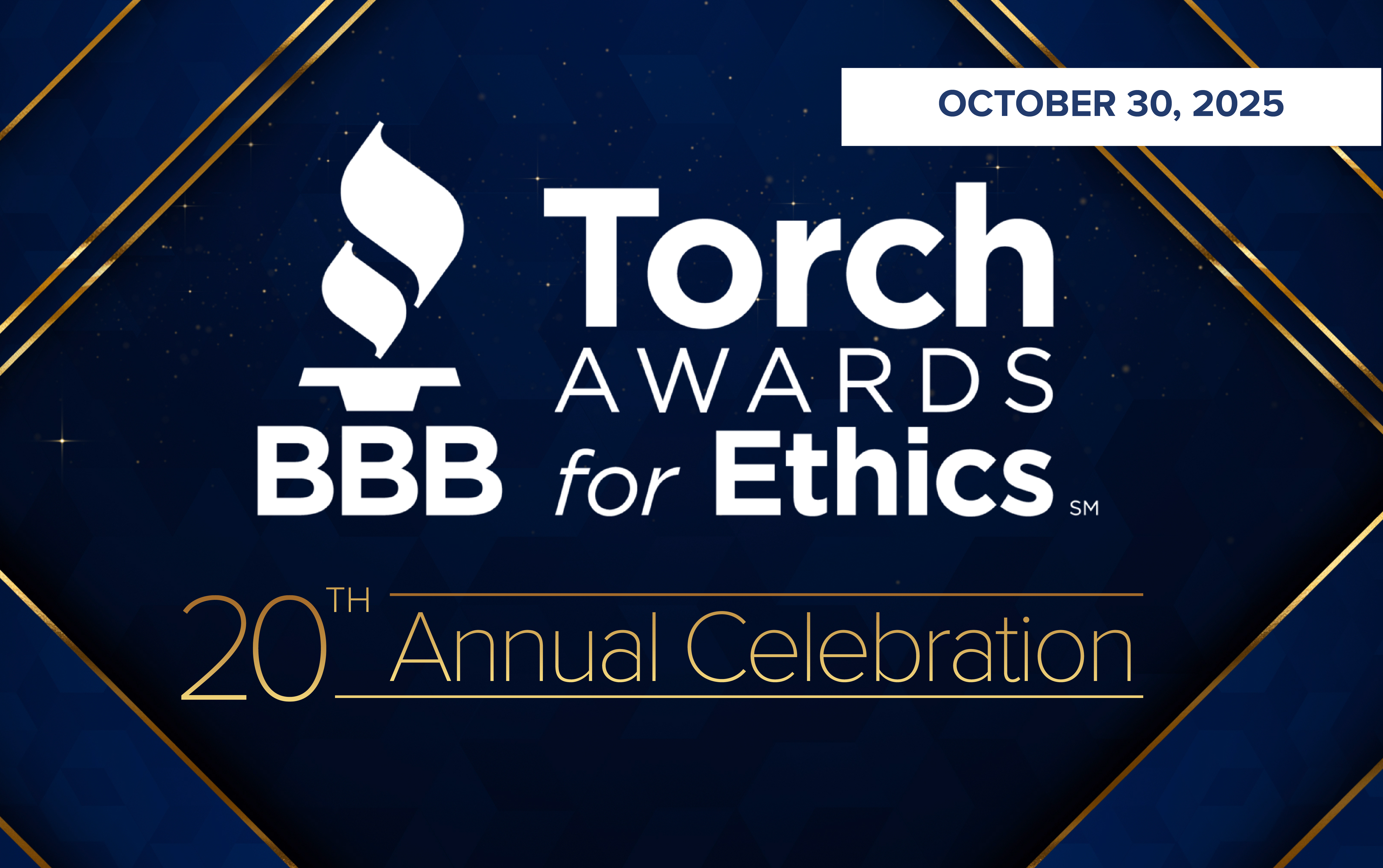 Torch Award Logo with Navy background and shimmery gold lines