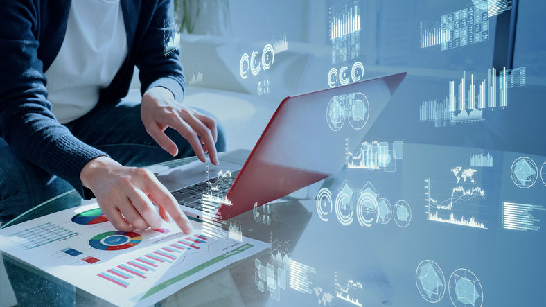 An Image of someone crunching data numbers on a laptop