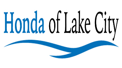 White background with honda written in blue and of lake city written in black