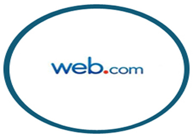 blue Web.com on white background with blue circle