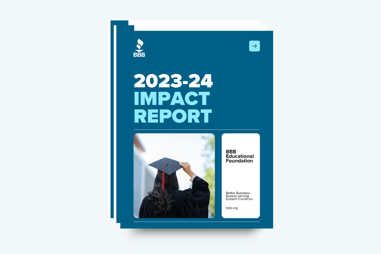 Cover of the Impact Report featuring a female student in graduation regalia.