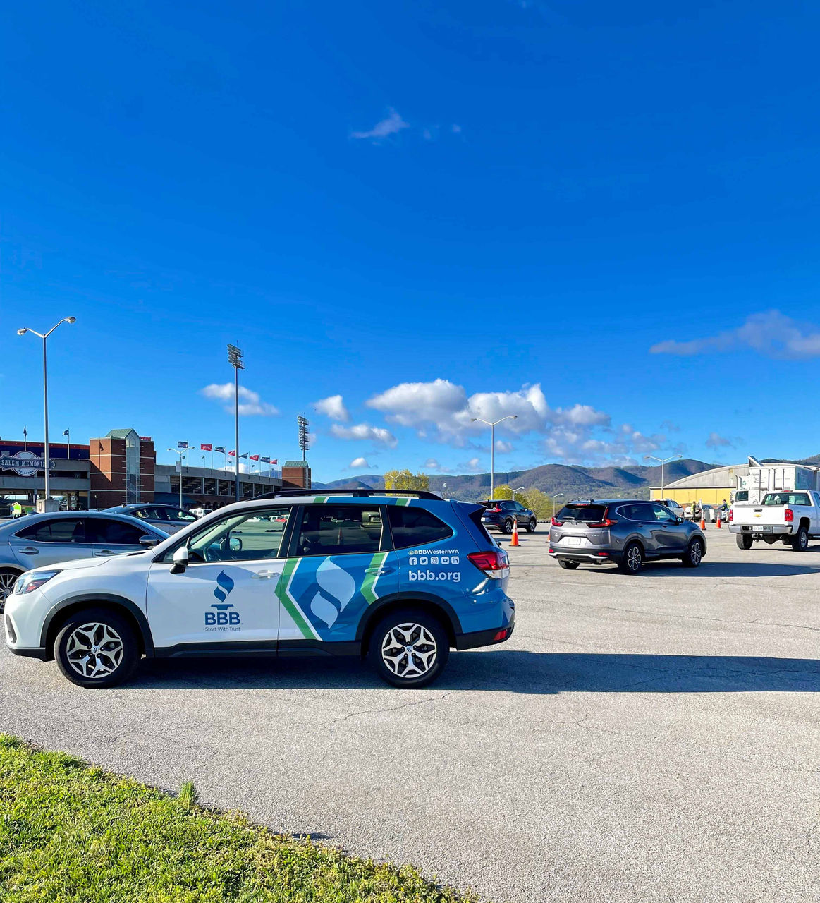 BBB Serving Western VA's car sits parked out from of Secure Your ID Day on April 9th, 2022.