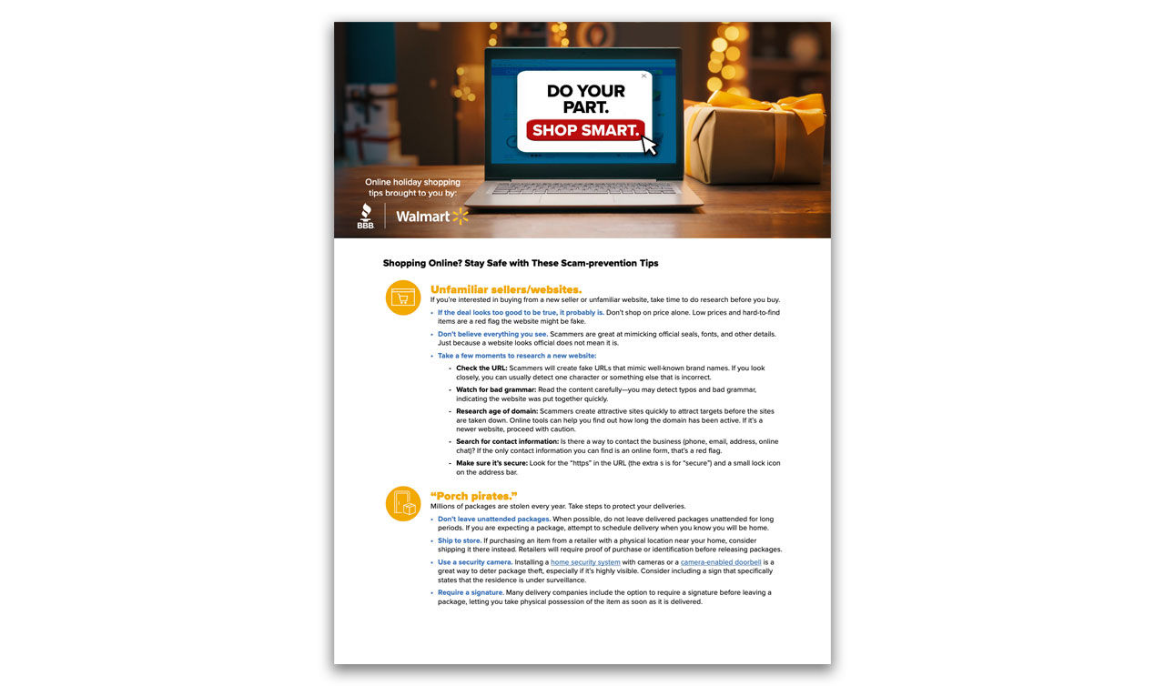 safe online holiday shopping guide front page