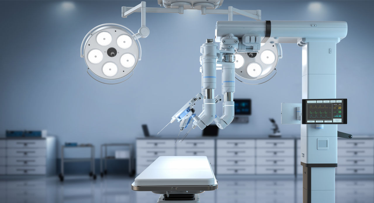 3d rendering robotic assisted surgery in operating room