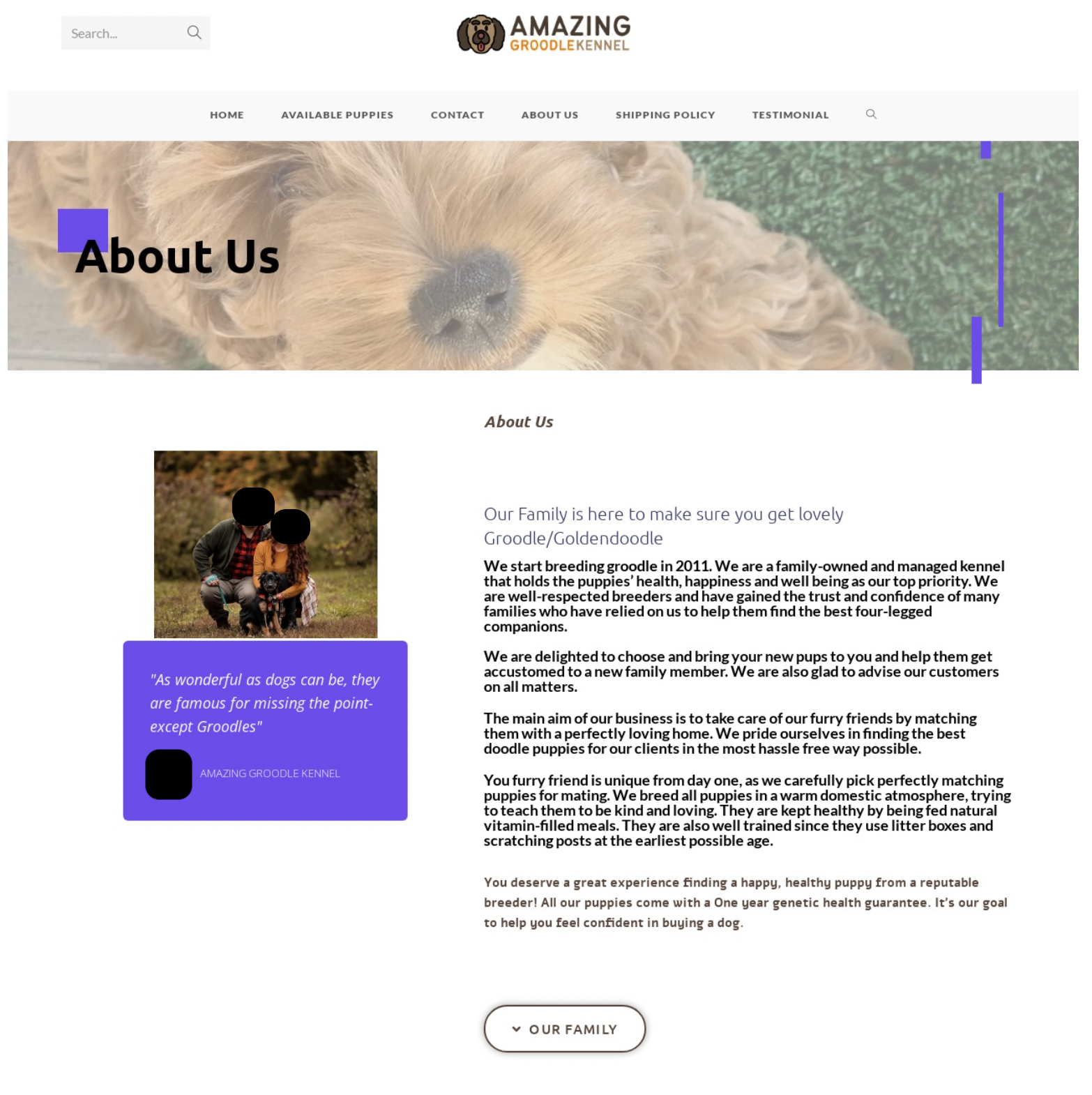 Fake breeder webpage for puppy scam study