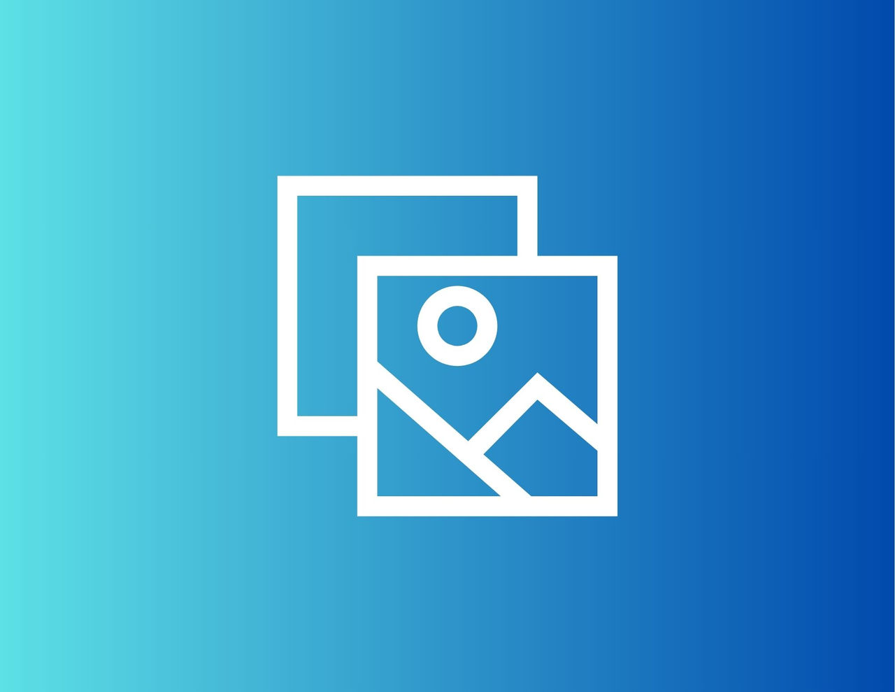 White icon of a picture on a blue background