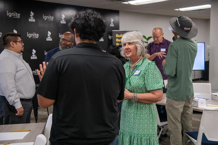 Women networking at event