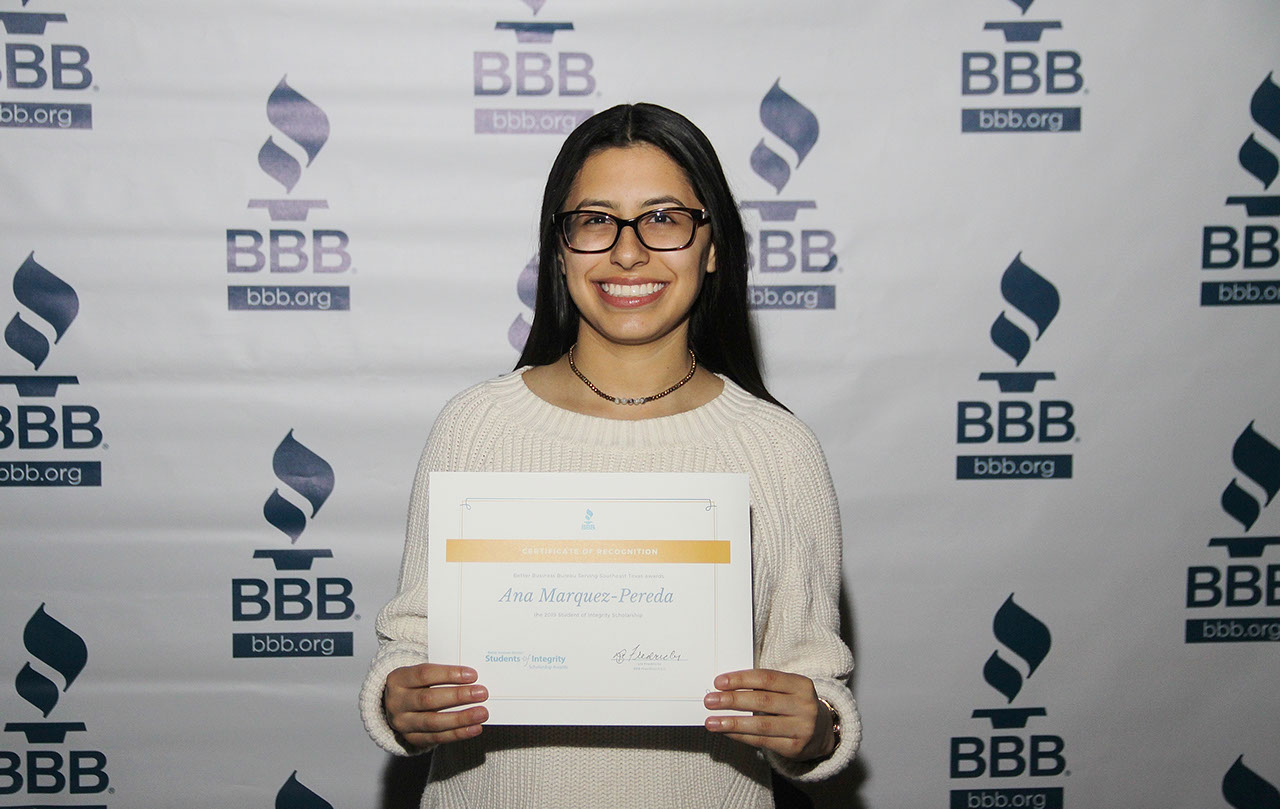 Ana Marquez-Pereda 2019 Student of Integrity Recipient
