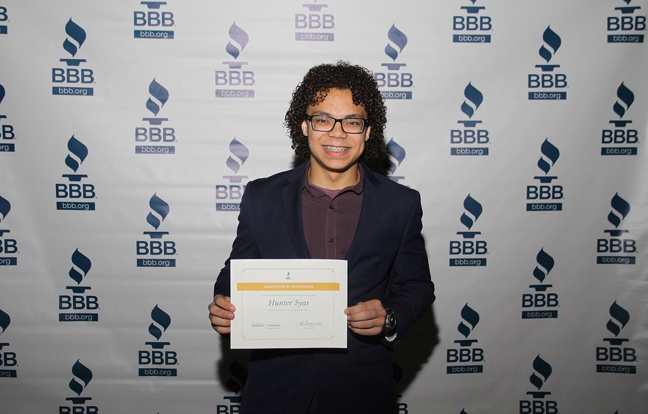 Hunter Syas 2019 Student of Integrity Recipient 