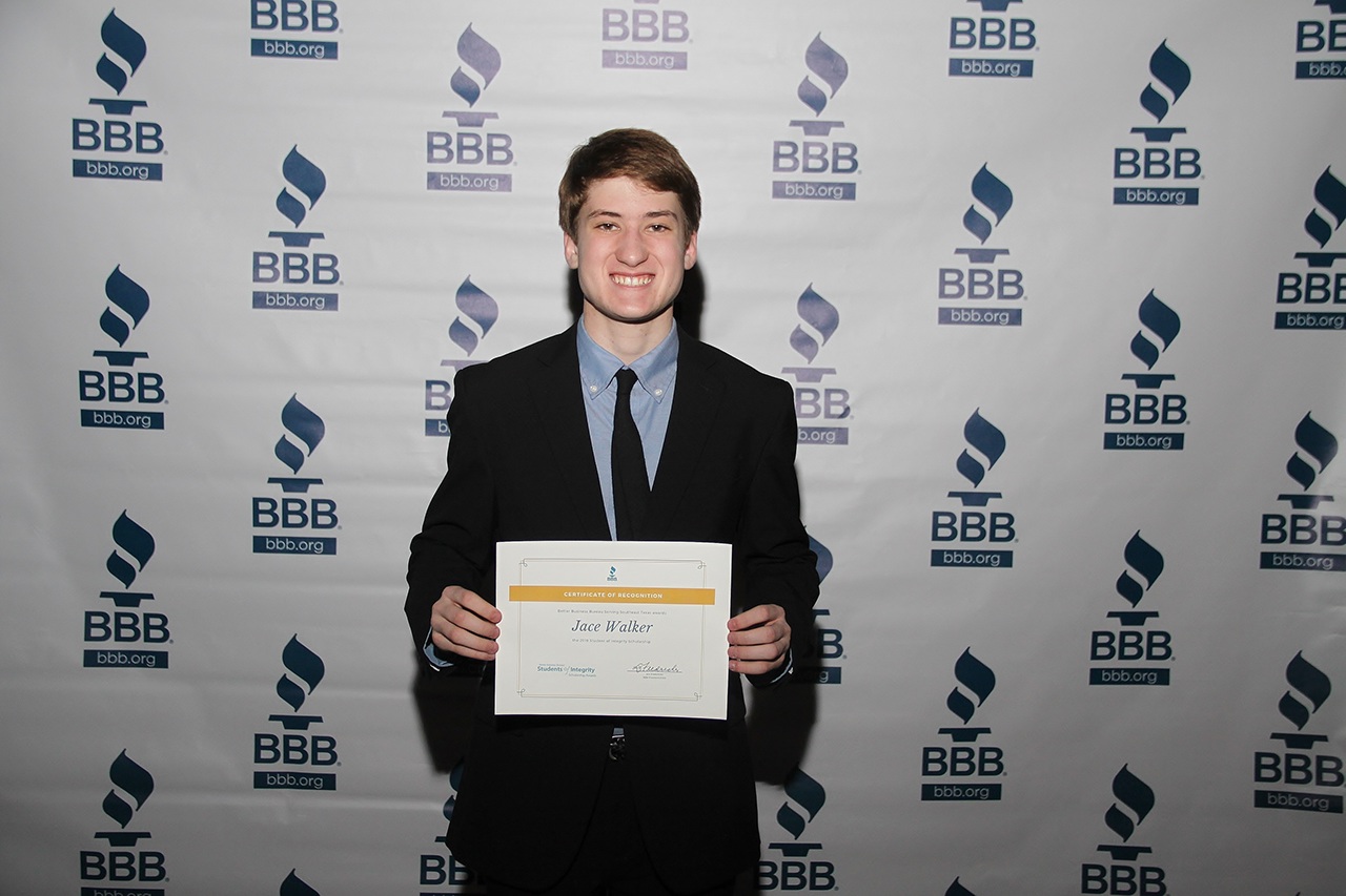 Jace Walker 2019 Student of Integrity Recipient 