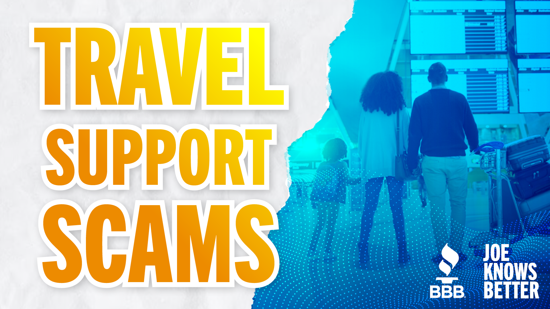 title card reading Travel Support Scams