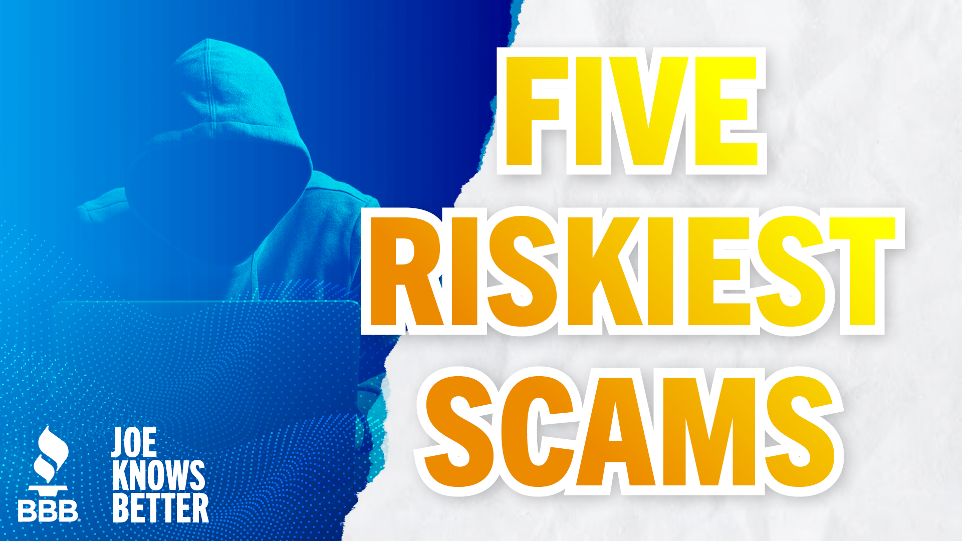 title card reading five riskiest scams