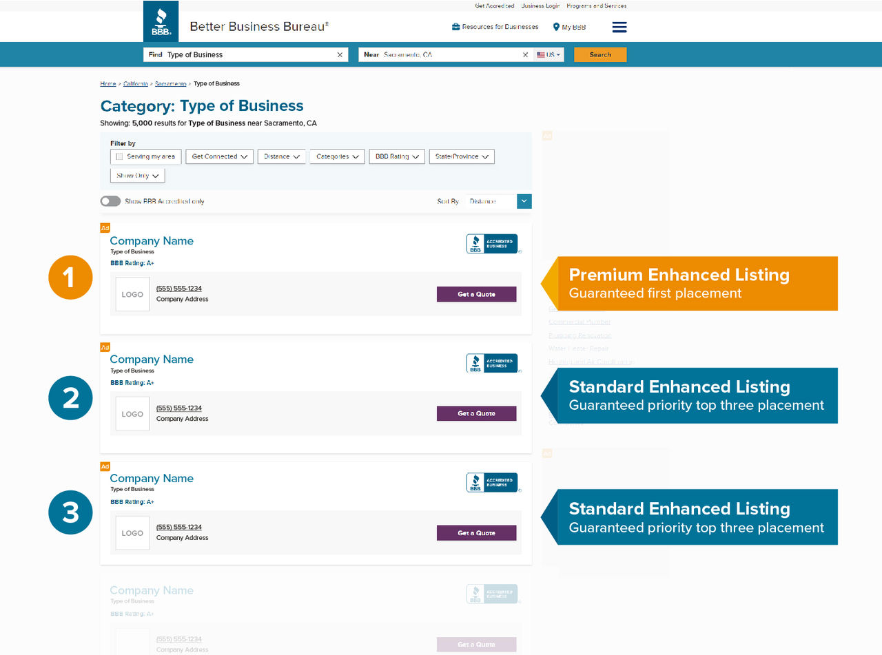 screenshot of BBB.org home page on Apple device