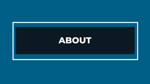 about on blue background in black box