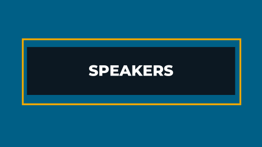 speakers on blue background in black box