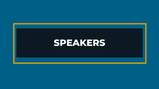 speakers on blue background in black box