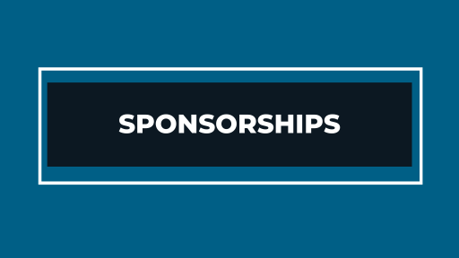 sponsorships on blue background in black box