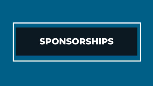 sponsorships on blue background in black box