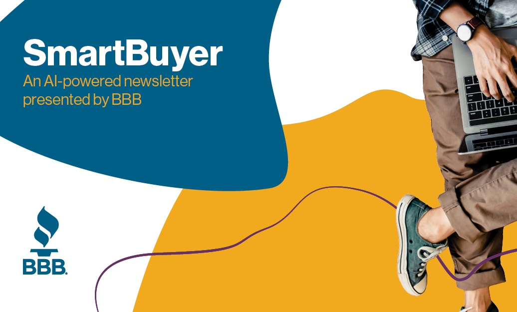Person on computer. SmartBuyer. An AI-powered newsletter presented by BBB.