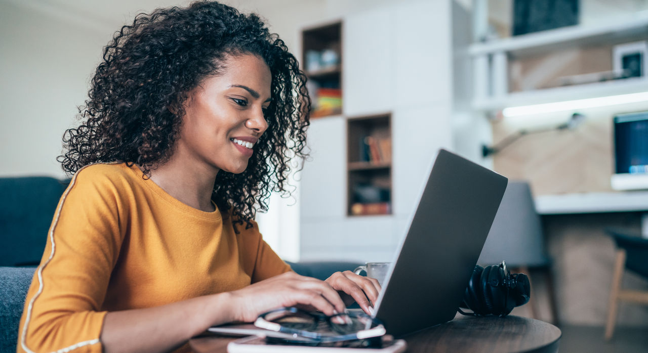 Woman working on laptop
